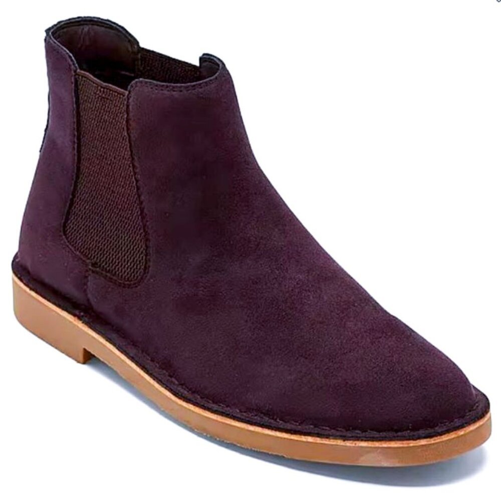 Mutual Weave Vegan Leather Wells Chelsea Boot Plum Brown 10M